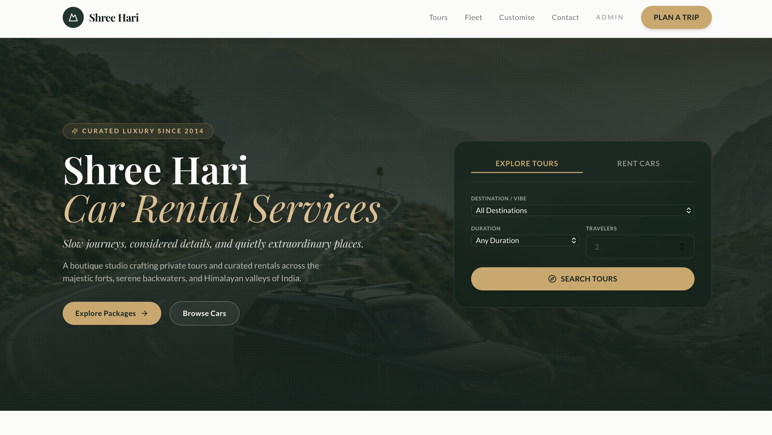 Jay Shree Car Rental — Marketing Site Portfolio Showcase 1